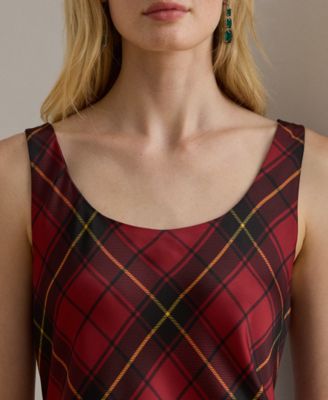 Petite Plaid Sleeveless Cocktail Dress