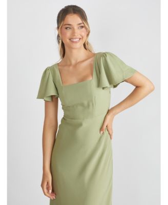 Women's Square Neck Crepe Bridesmaid Dress