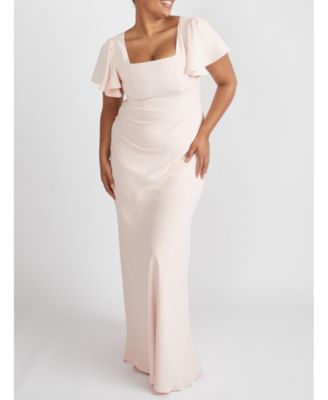 Women's Square Neck Crepe Bridesmaid Dress