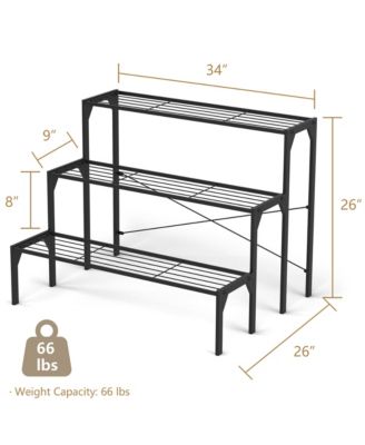 3 Tier Shelf Flower Plant Display Stand Rack Large Modern Black Metal Heavy Duty