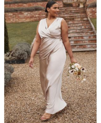 Plunge Drape Satin Bridesmaid Dress