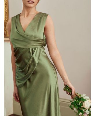 Plunge Drape Satin Bridesmaid Dress