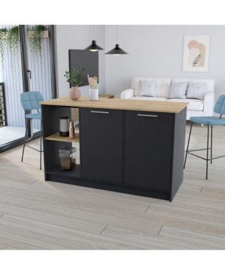 59"W Manufactured Wood Open Shelves, Double-Door Cabinet Padua Kitchen Island