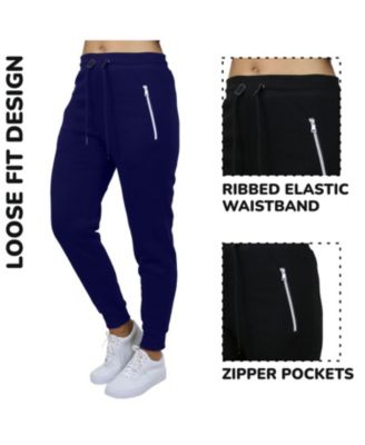 Women's Loose Fit Fleece-Lined Jogger Sweatpants With Zipper Pockets
