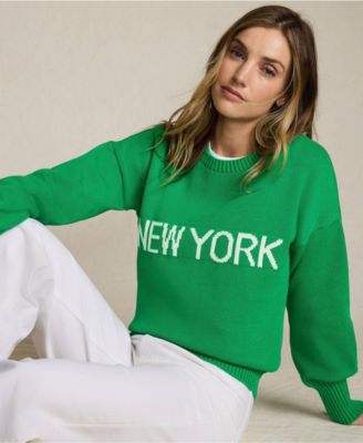 Women's Cotton Drifter Novelty Jacquard Crew Neck Sweater