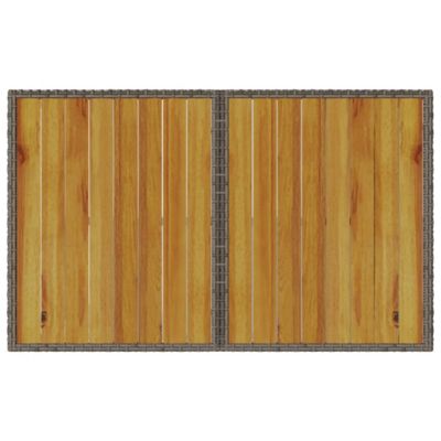 Garden Table Grey PE rattan, powder-coated steel, solid acacia wood