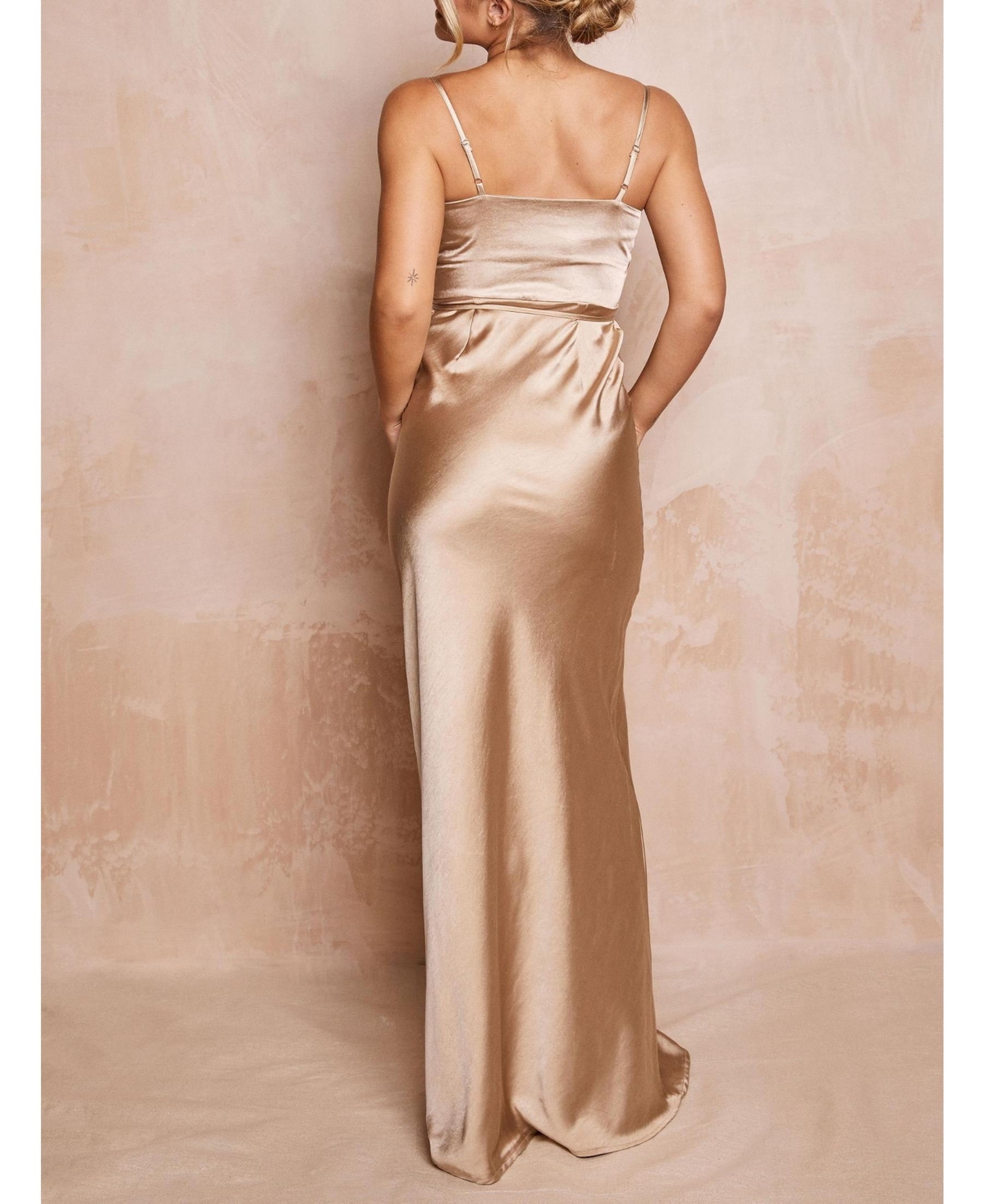 Six Stories Women's Cami Cowl Front Satin Bridesmaid Dress