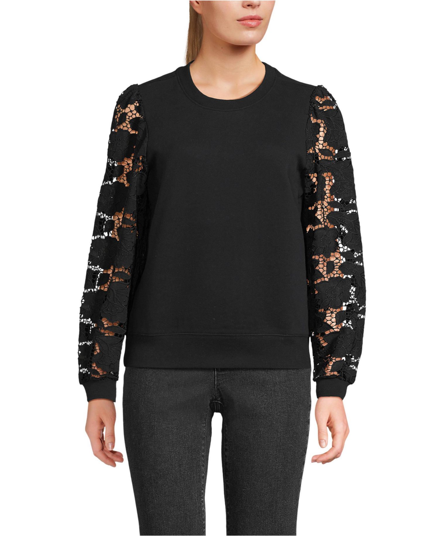 Women's Serious Sweats Lace Sleeve Sweatshirt