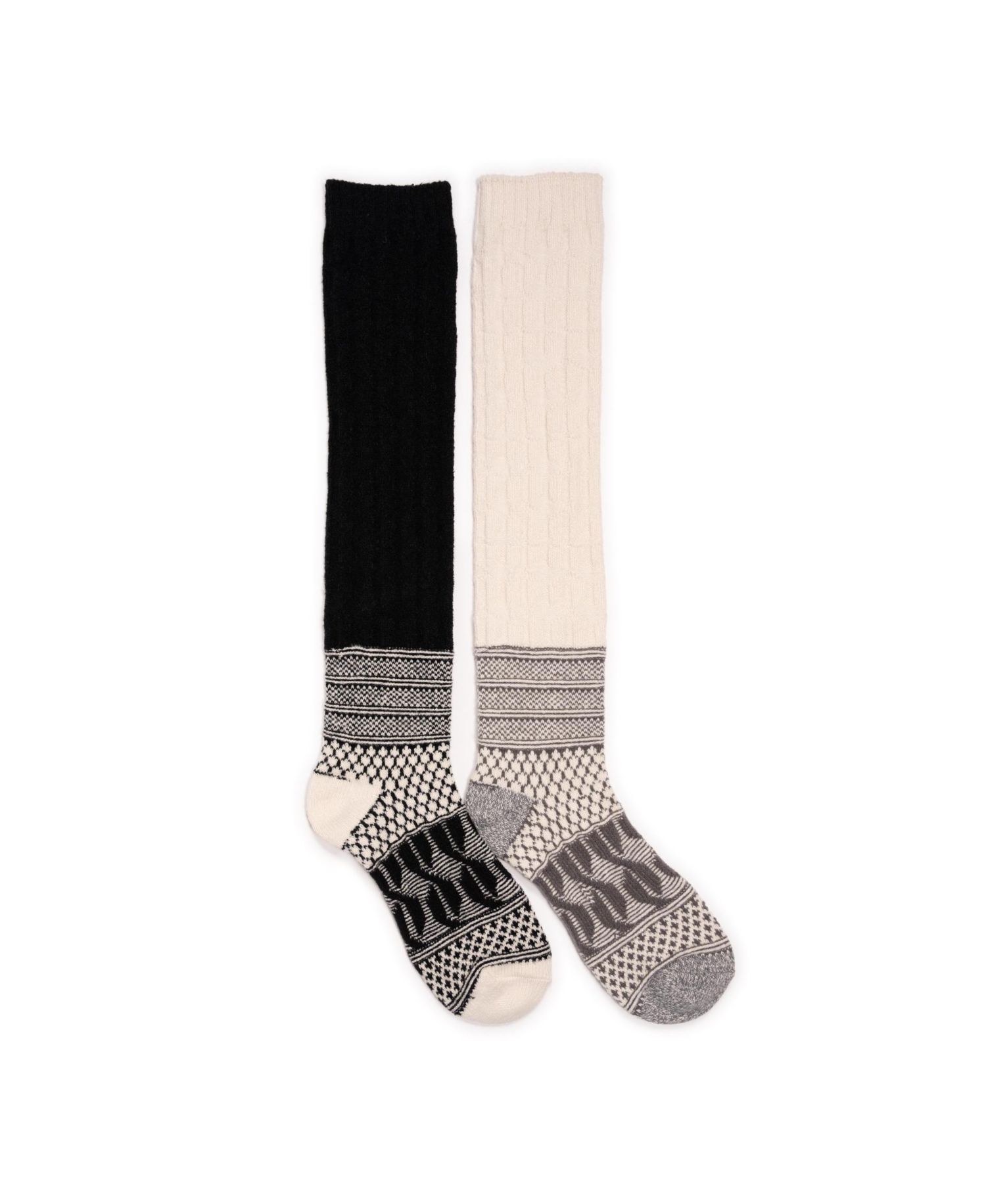 Women's Patchwork Texture Over-The-Knee Socks 2 Pack