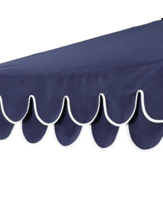 Tracy 9 ft. Classic MidCentury Scalloped Fringe Market Patio Umbrella with Auto-Tilt Crank, Wind Vent and UV Protection in Coral