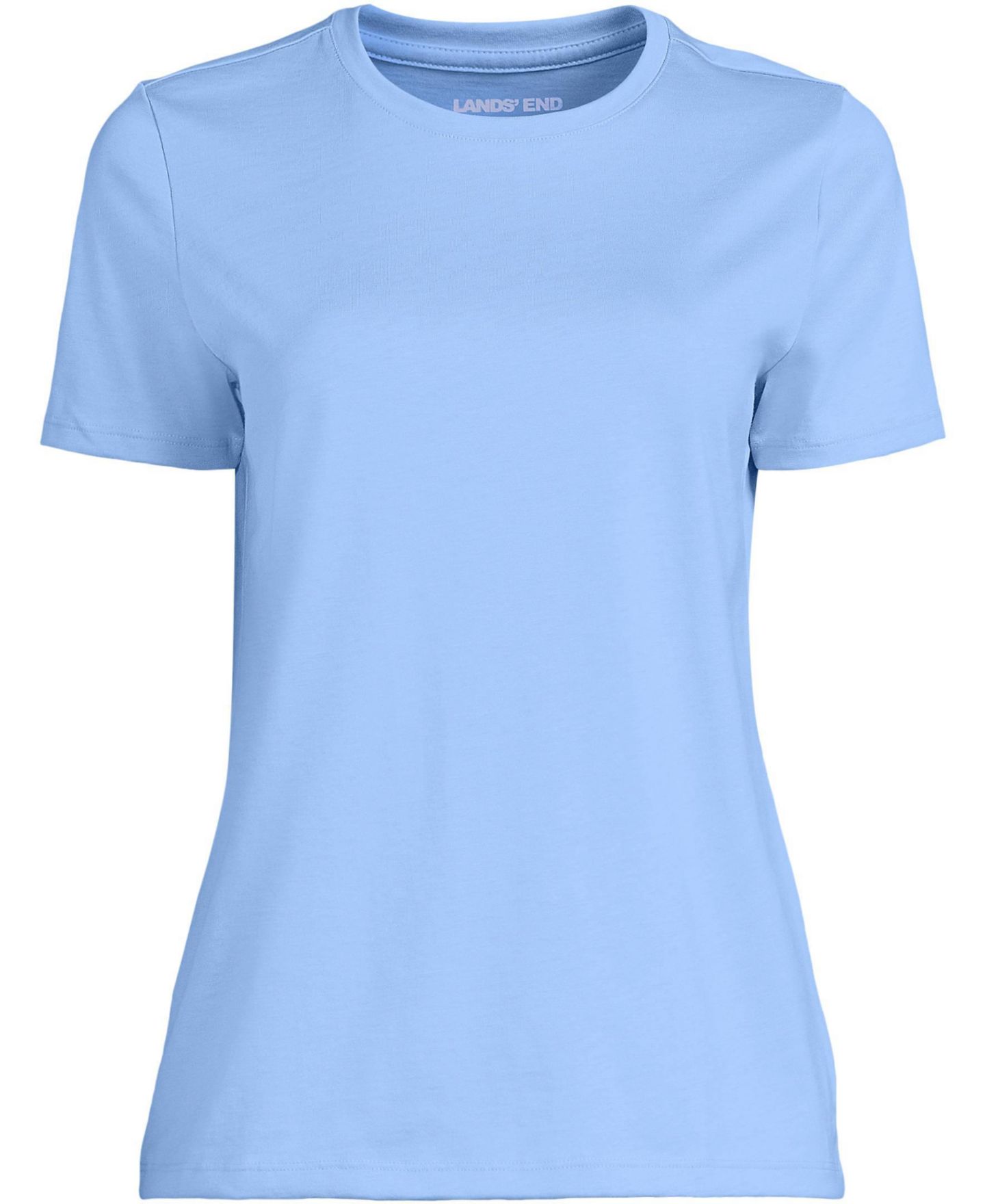 Женская футболка Lands' End Plus Size Supima Cotton Crew Neck, цвет: Прозрачный синий небесно-голубой — фото 2