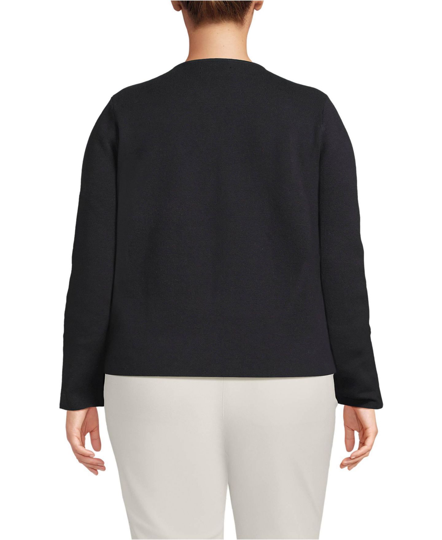 Женский свитер Lands' End Plus Size Fine Gauge Cotton Milano Blazer, цвет: Чёрный — фото 2