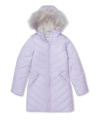 Girls Water Resistant Velour Parka