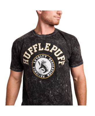 Men's Hufflepuff Varsity Black Vintage Mineral Wash Crew Neck Short Sleeve T-shirt-XXL