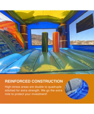 Cali Palms Commercial Grade Bounce House Water Slide with Dual Lane and Detachable Pool for Kids and Adults (with Blower), Tunnel Entrance, Basketball Hoop, Wet Dry Use, Obstacle Pop Ups