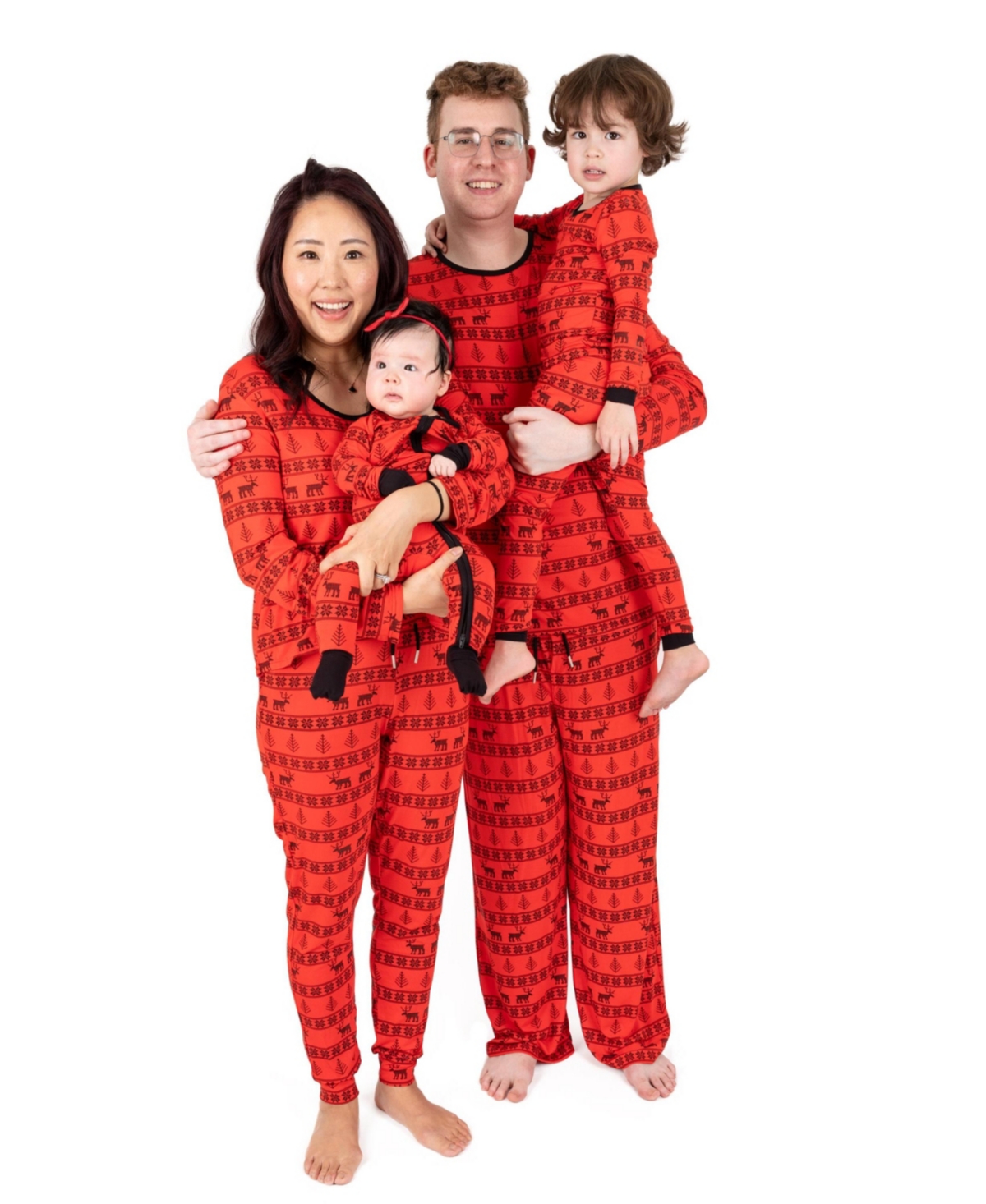 Leveret Baby Footed Bamboo Pajamas - Reindeer - Matching Family Christmas Pajamas