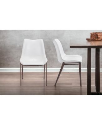 Set of Two Upholstered Faux Leather Open Back Dining Side Chairs