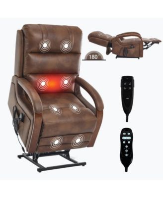 Power Lift Recliner Chair Dual Motor Infinite Position Up to 350 LBS with Solid Wood Armrests, Heat Massage and Heavy Duty Motion Mechanism