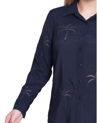 Petite Long Sleeve Palm Tree Top