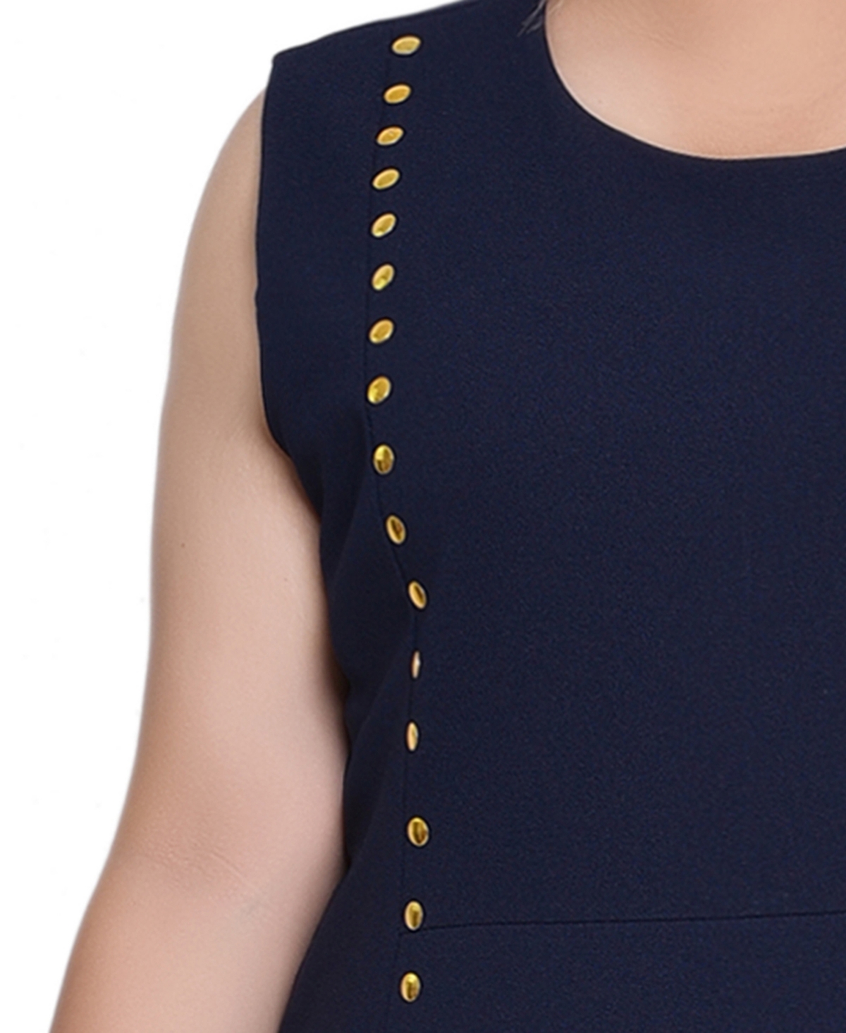 Ny Collection Plus Size Sleeveless Stud Front Dress In Blue