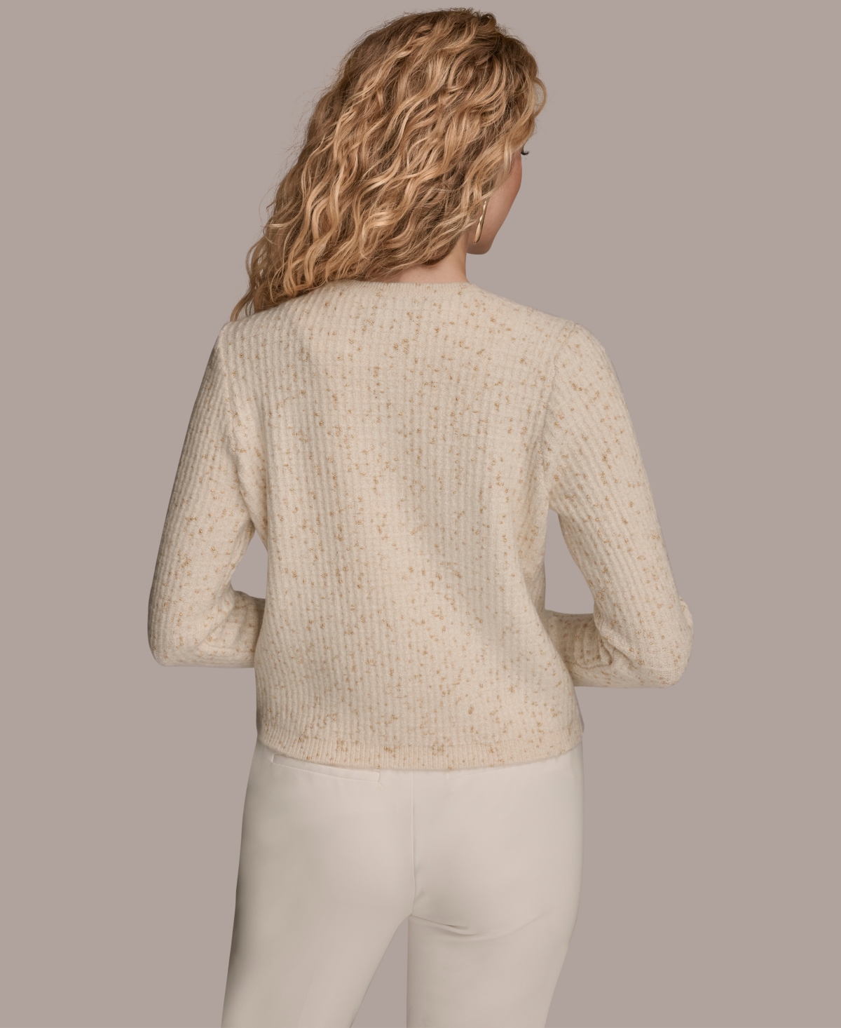 Donna Karan New York Metallic Cardigan In Neutral