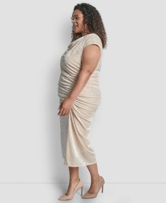 Plus Size Bungee Cord Ruched Midi Dress