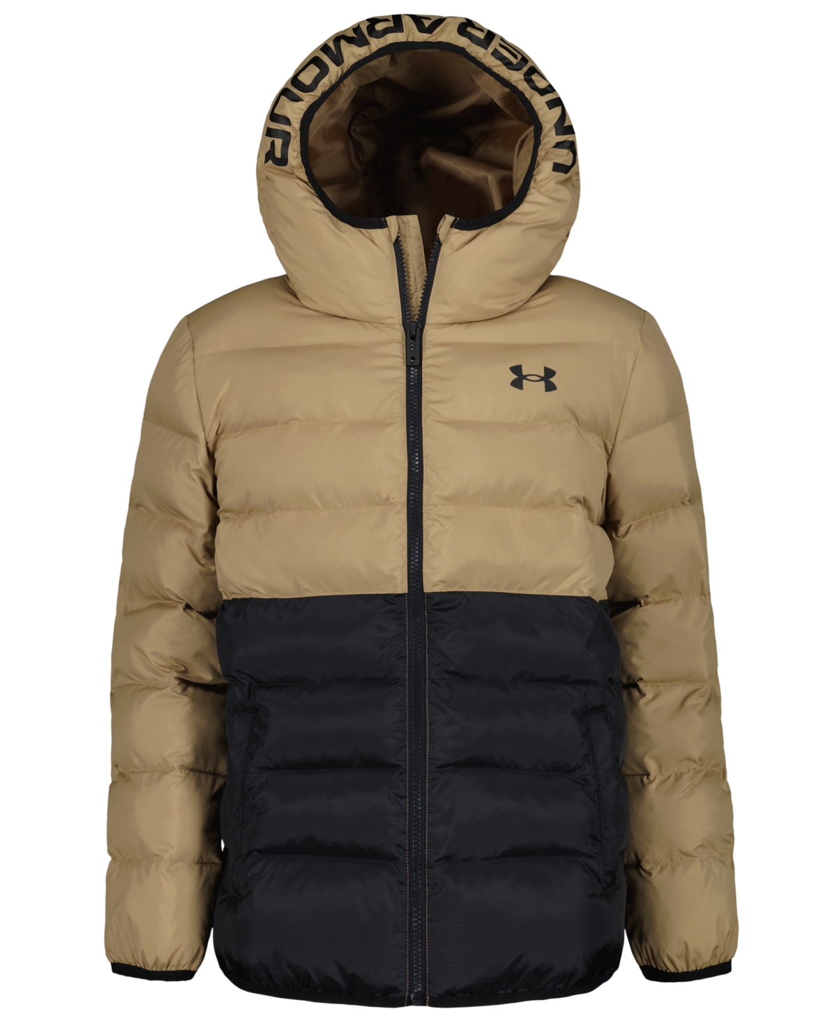 Under Armour Big Boys Pronto Color Block Full Zip Puffer Jacket In Brown