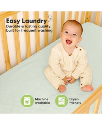 2-Pack Protect+ Waterproof Crib Mattress Protector Covers, Quin Quilted Cotton Baby Mattress Topper, Toddler Crib Sheets