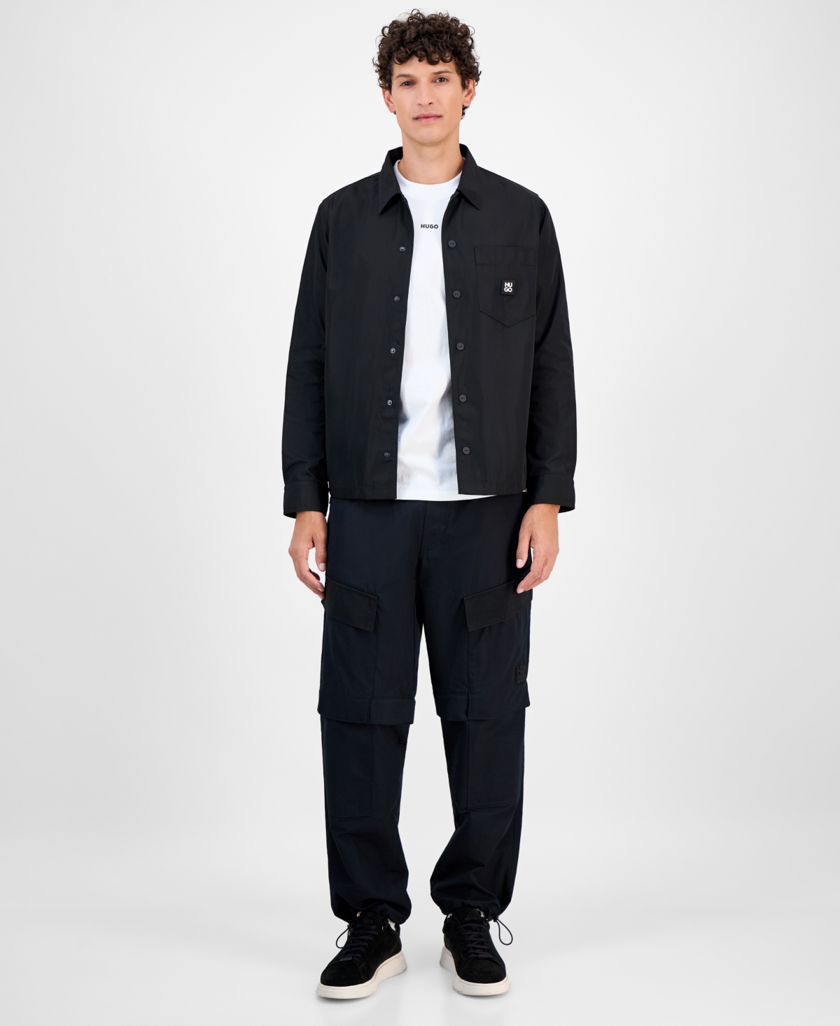 Hugo Boss Hugo By  Men's Logo Oversized Shirt Jacket In Black