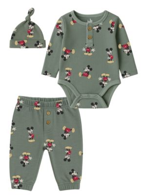 Baby Boys' Mickey Mouse Bodysuit, Hat and Pants, 3-Piece Set