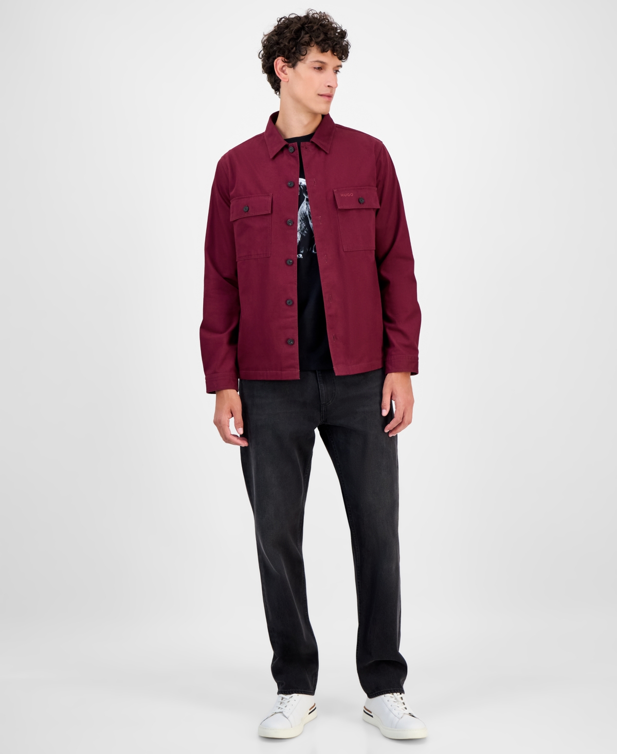 Hugo Boss Hugo By  Men's Cotton Twill Oversized Shirt In Burgundy