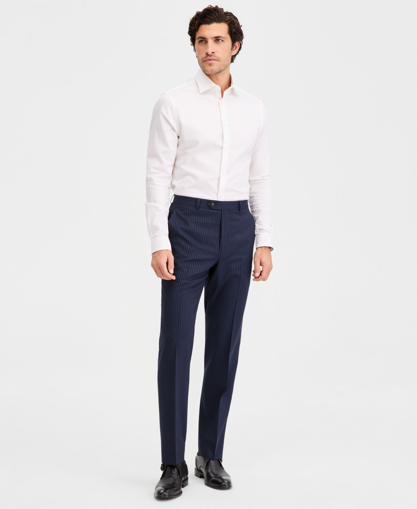 Мужские брюки Michael Kors Classic-Fit Pinstripe Suit Separate, цвет: Тёмно-синий — фото 1