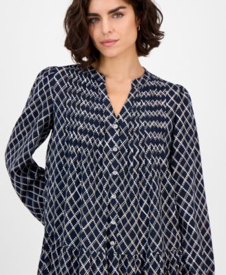 Women's Argyle Dot Tiered Dress