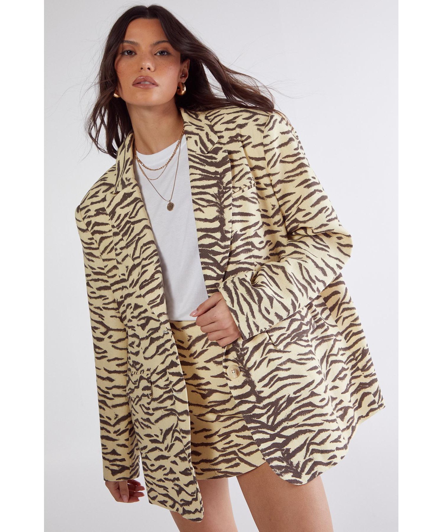Women's Zebra Print Oversized Tailored Blazer