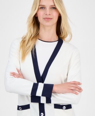 Women's Striped V-Neck Cardigan