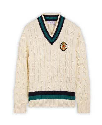 Men's Cotton Cable Knit Cricket Sweater