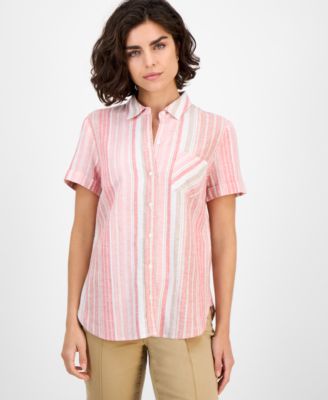 Nautica Jeans - Women's Striped Short-Sleeve Camp Shirt