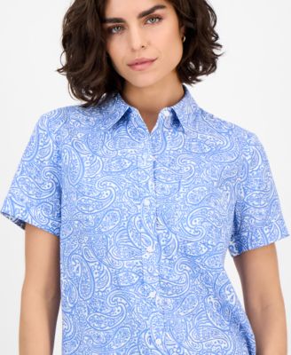 Women's Paisley Short-Sleeve Camp Shirt