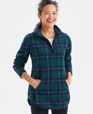 Style & Co - Women's Plaid Quarter-Zip Long-Sleeve Jacket