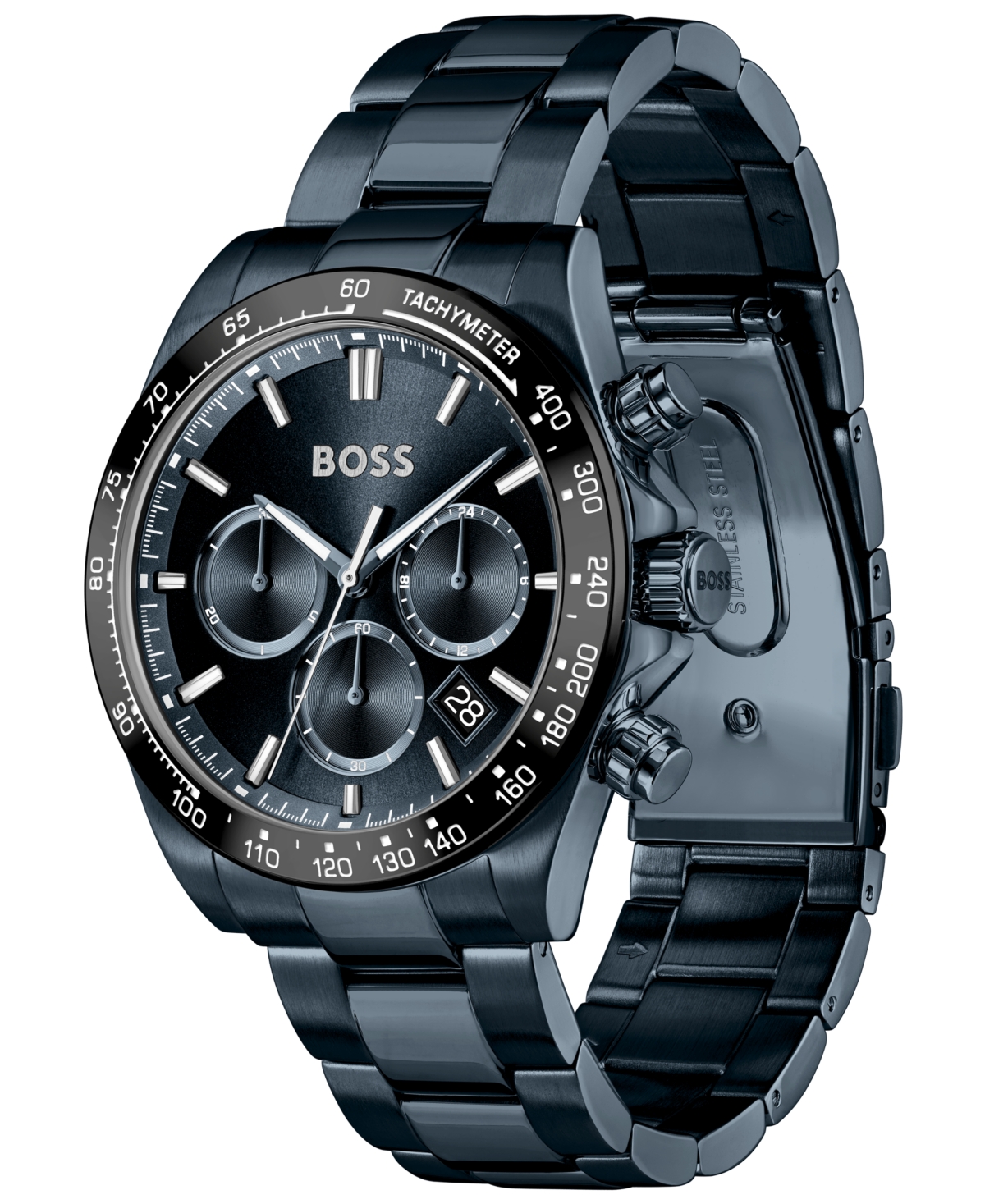 Hugo Boss Men's Hero 2.0 Quartz Fashion Chrono Ionic Plated Blue Steel Watch, 44mm