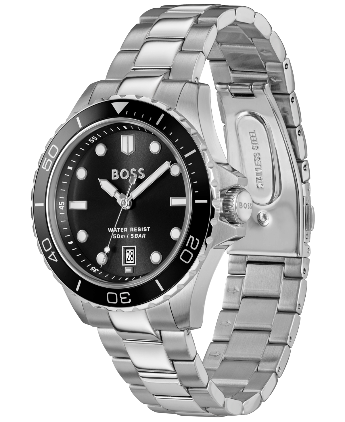 Hugo Boss Men's Troper Sport Quartz Basic Calendar Stainless Steel Watch, 42mm In Metallic
