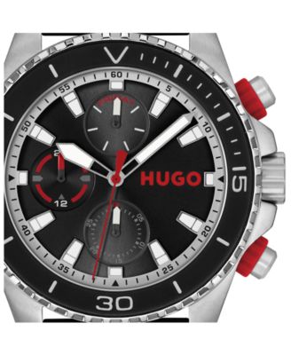 Men's Dive Quartz Multifunction Black Silicone Watch, 44mm