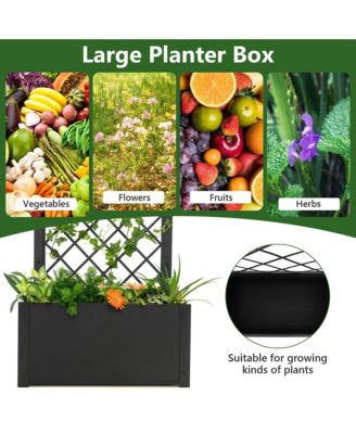 2 PCS Raised Garden Bed with Trellis Metal Planter Box for Climbing Plants