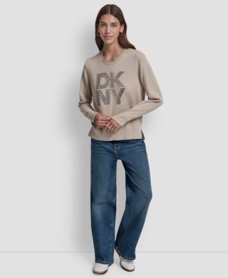 Petite Embellished Logo Crewneck Sweater