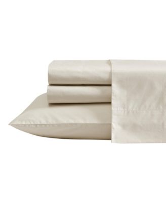 Solid Cotton Percale 4-Piece Sheet Set, Queen