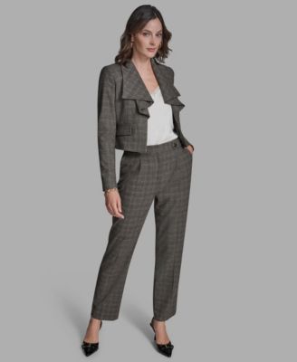 BCBG - Women's Open Front Long Ruffle Collar Jacket