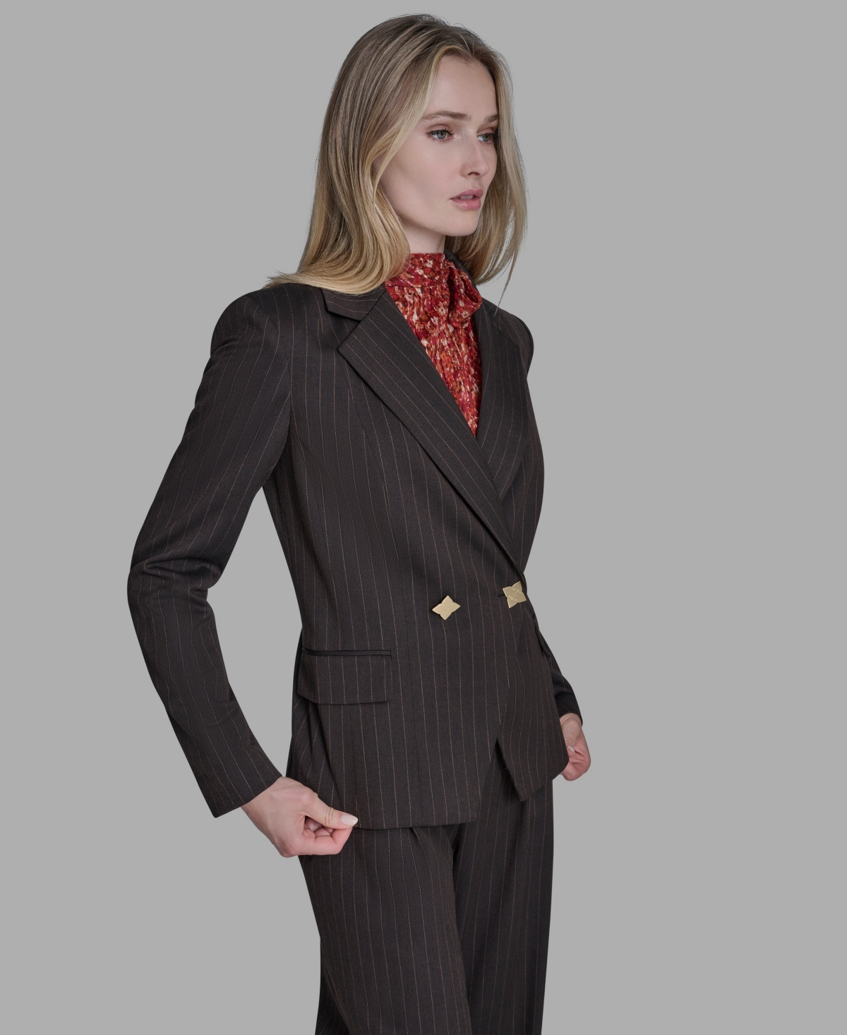 Bcbg Women's Pinstripe Peak Lapel Notch Collar Jacket In Multi