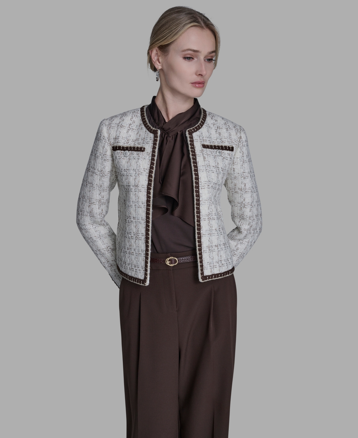 Bcbg Women's Tweed Open-Front Jacket