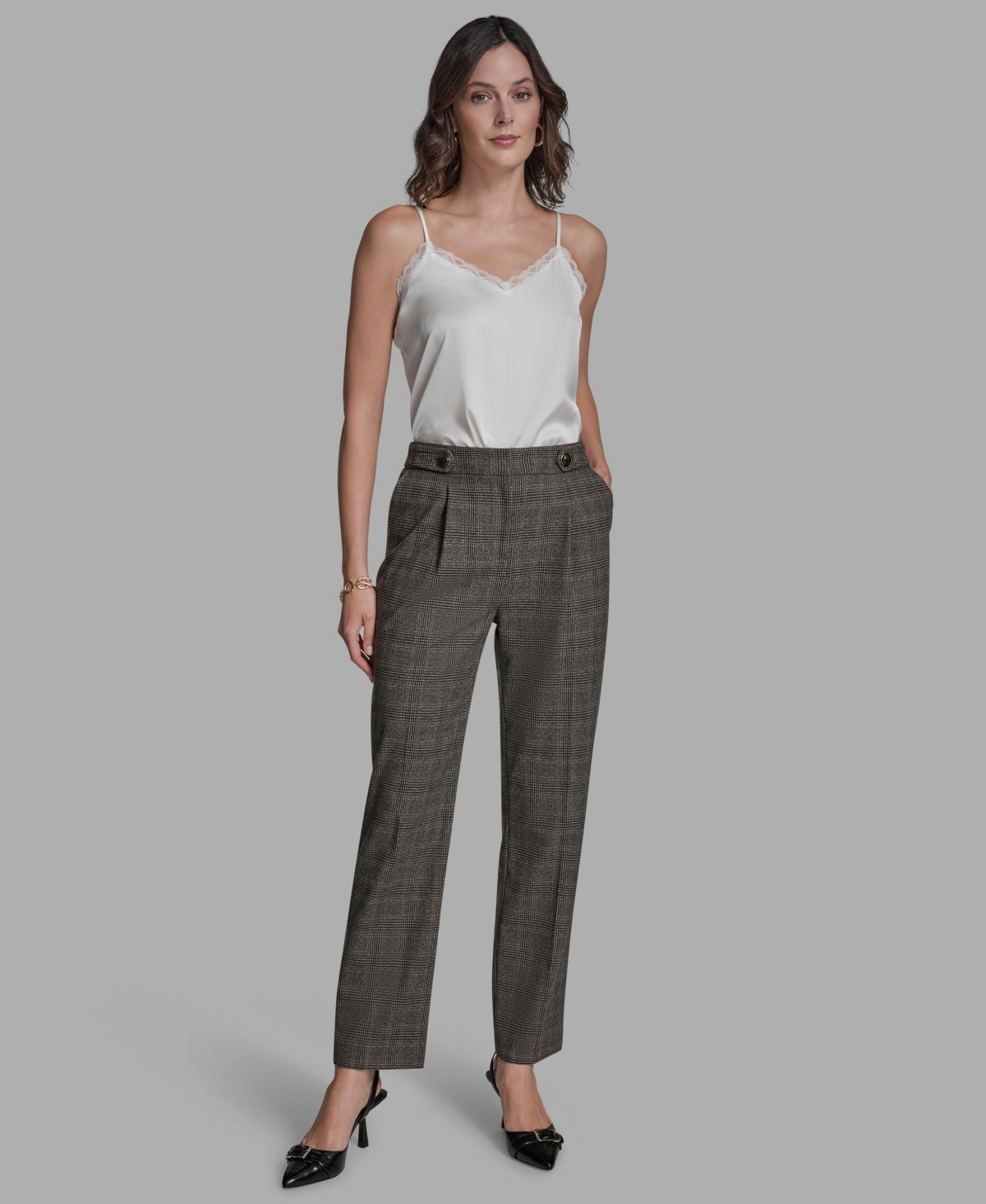 Bcbg Women's Pleated Wide Leg Full Length Pants