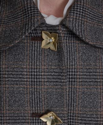 Women's Novelty Plaid Button Down Jacket